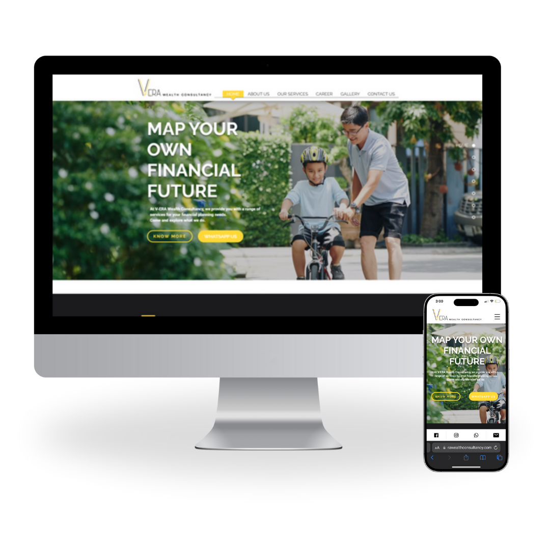 Home V-era Wealth Consultancy Website with desktop and mobile view by JHC Web Design.