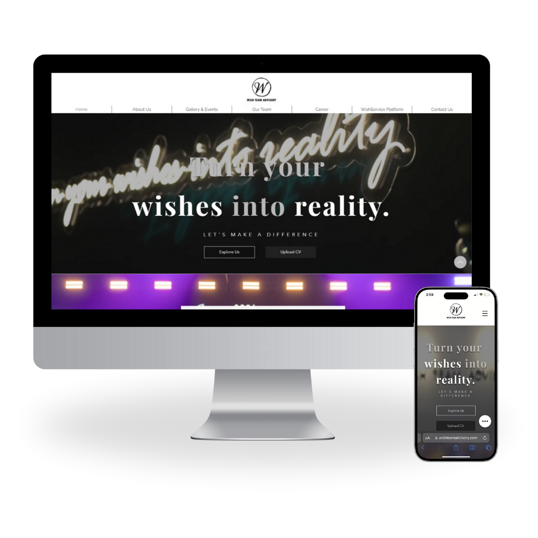 主页 Wish Team Advisory Website with desktop and mobile view by JHC Web Design.