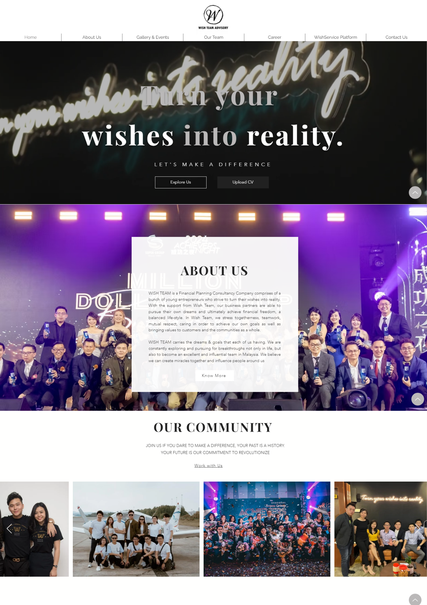 Wish Team advisory website design portfolio by JHC Web Design.